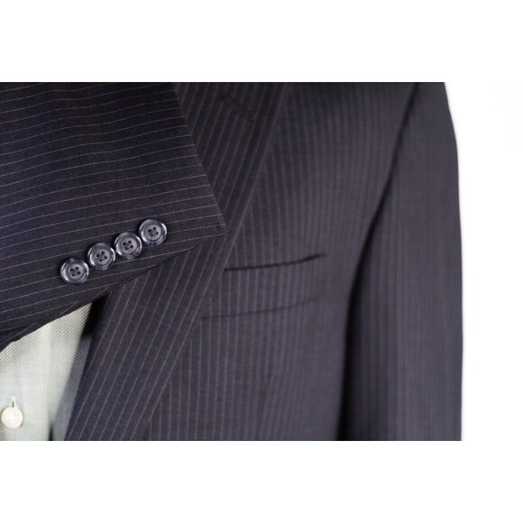 JOS. A. BANK Men's Blazer Jacket Size 40R 100% Wool Striped Black 2-Button - Picture 8 of 12